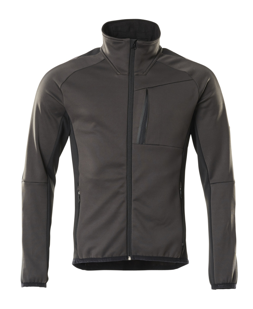 Fleecepullover mit Reißverschluss Microfleecejacke Größe 2XL, dunkelanthrazit/schwarz
