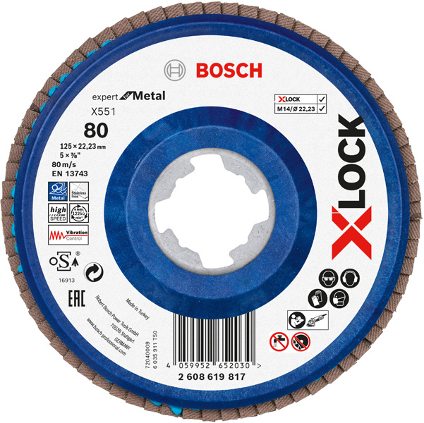 X-LOCK-Fächerschleifscheibe X551, Expert for Metal, K: 80, 125 mm
