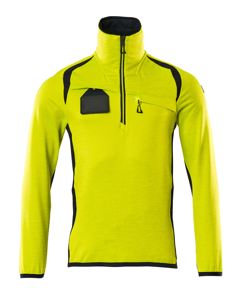 Fleecepullover mit kurzem Reißverschluss Microfleecejacke Größe 2XL, hi-vis gelb/schwarzblau