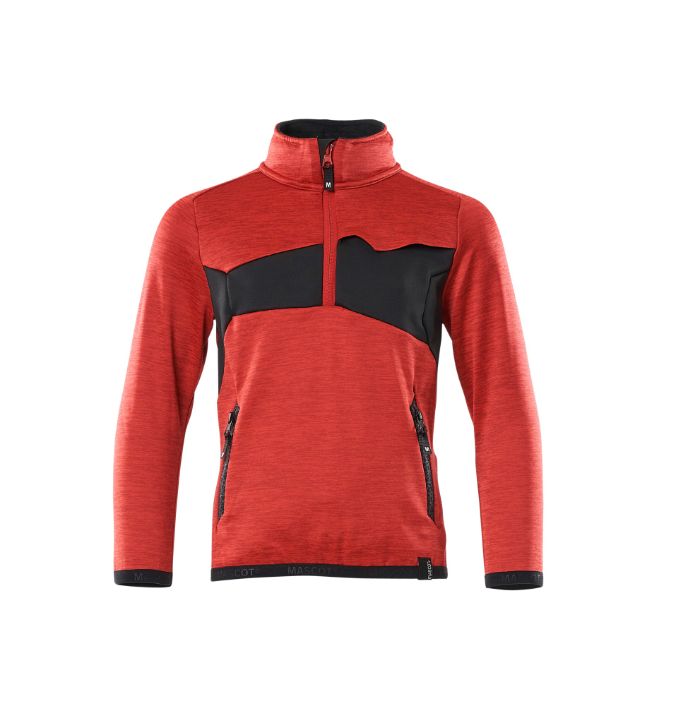 Fleecepullover für Kinder, kurzer Zipper Pullover für Kinder Größe 104, verkehrsrot/schwarz
