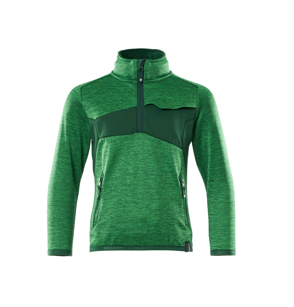 Fleecepullover für Kinder, kurzer Zipper Pullover für Kinder Größe 104, grasgrün/grün