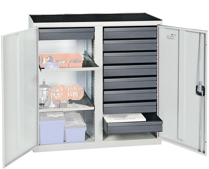 Werkzeugschrank 9 SL 2FB 1000x1000x500 mm grau stumpf