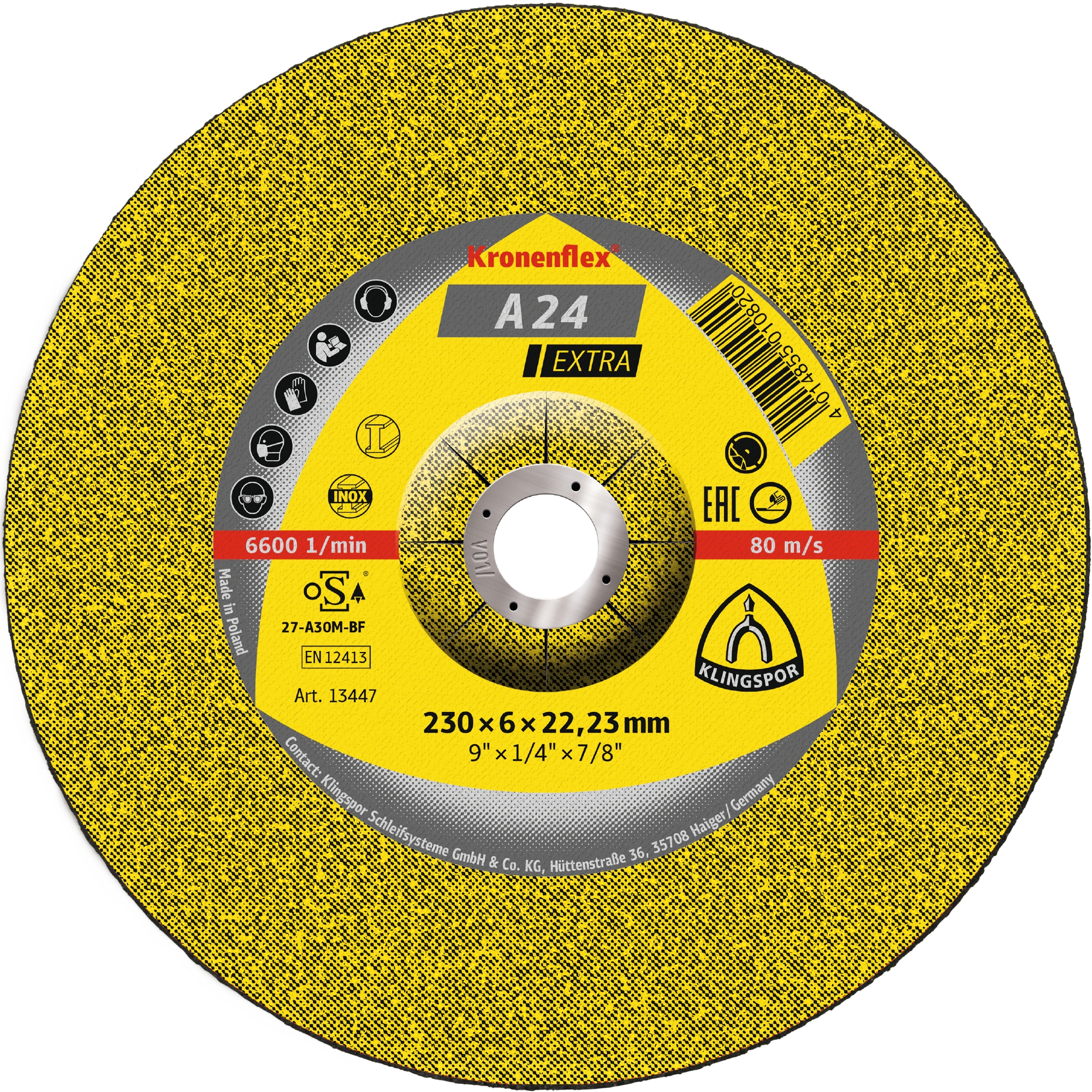 A 24 EX Schruppscheiben, 230 x 6 x 22,23 mm gekröpft