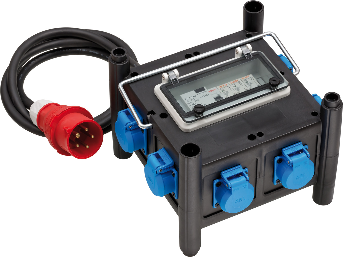 Kompakter Gummi-Stromverteiler BSV 3 FI/16-7 IP44 2m H07RN-F5G2.5