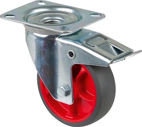 Lenkrolle L420.B44.03 mit Totalfeststeller Rad Ø 100mm 110kg, Stahl verzinkt