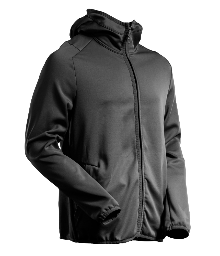 Fleecepullover, Kapuze, Reißverschluss Microfleecejacke Größe 2XL, schwarz