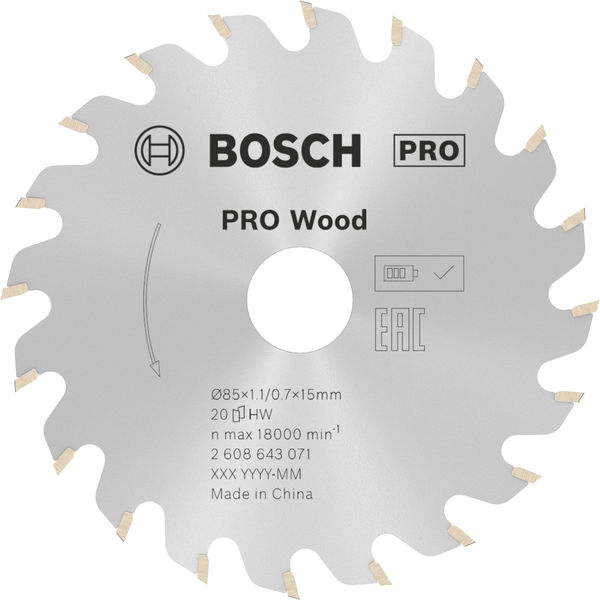 PRO Wood Kreissägeblatt, 85 x 1.1 x 15 mm