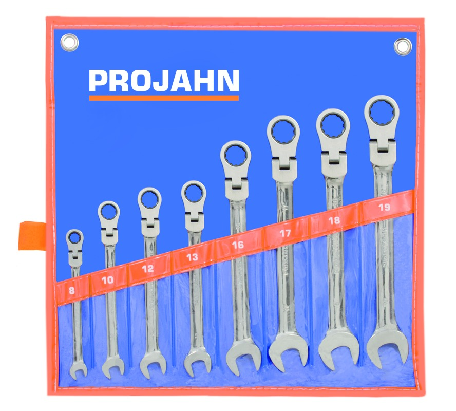 GearTech Schluessel Satz flexibel Rolltasche 8tlg 8 - 10 - 12 - 13 - 16 - 17 - 18 - 19 mm