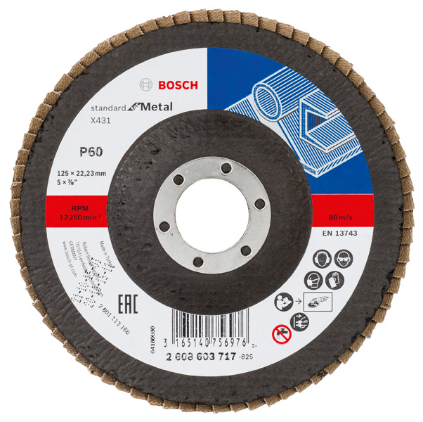 Fächerschleifscheibe X431 Standard for Metal, gerade, 125 mm, 60, Glasgewebe
