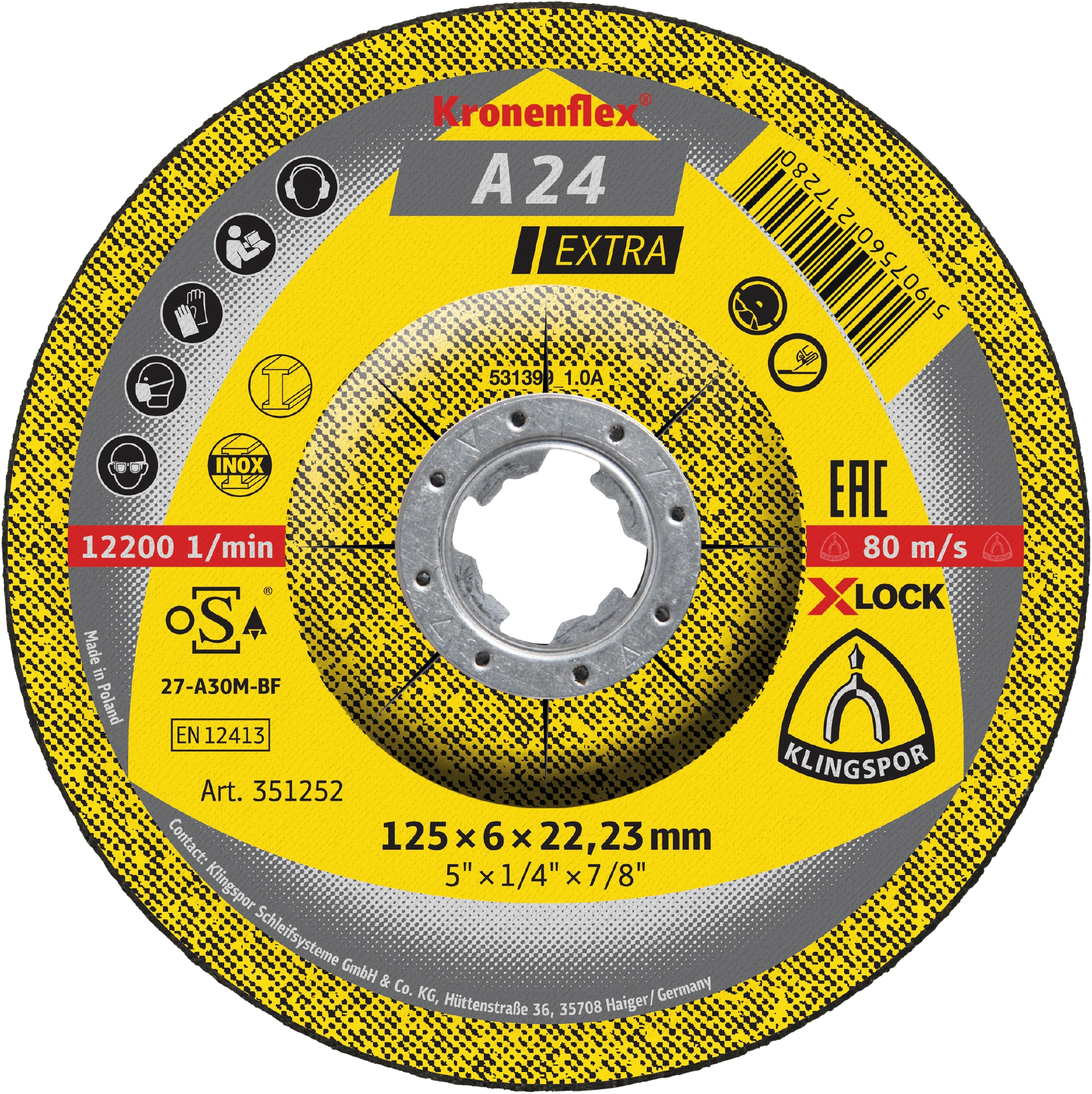 A 24 EX Schruppscheiben X-LOCK, 115 x 6 x 22,23 mm gekröpft