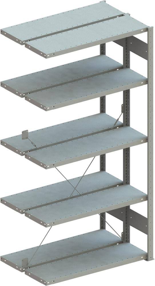 Doppel-Steckregal CLIP B1000xT2x300xH2000 mm Anbaufeld 2x5 Böden RAL7035 Fachlast 100kg