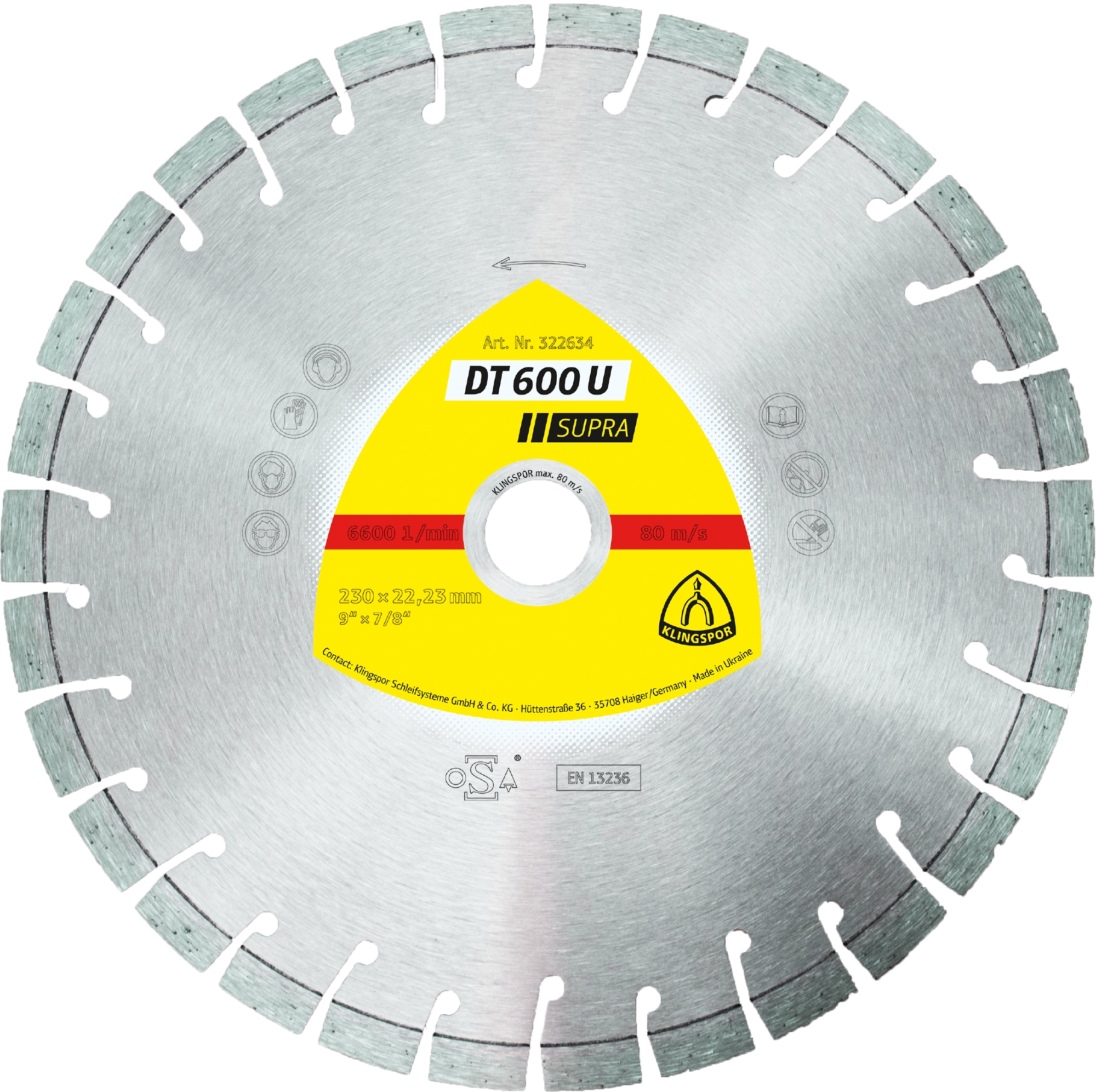 DT 600 U Diamanttrennscheiben, 230 x 2,6 x 22,23 mm 30 Segmente 20 x 2,6 x 9 mm, Kurzverzahnung