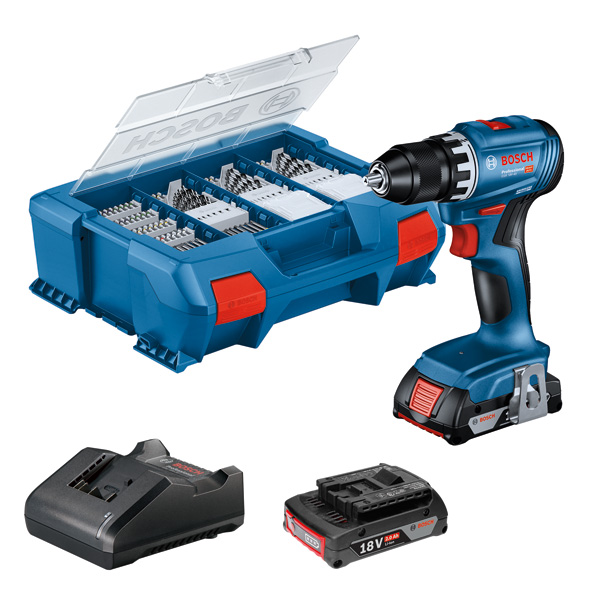 Akku-Bohrschrauber GSR 18V-45, 2 x Akku GBA 18V 2.0Ah in L-Case Pick & Click