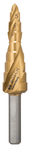 Stufenbohrer HSS-TiN, 4 - 12 mm, 6 mm, 65 mm, 9 Stufen