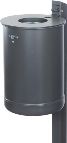 Abfallbehälter vzk,grau m.Ascher,Pfosten Abfallbehälter vzk,grau m.Ascher,Pfosten