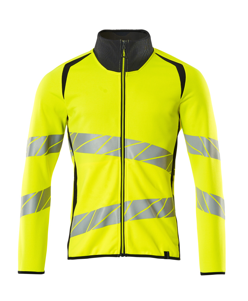 Sweatshirt mit Reißverschluss,modern Fit Sweatshirt mit Reißverschluss Größe 2XL, hi-vis gelb/schwarzblau