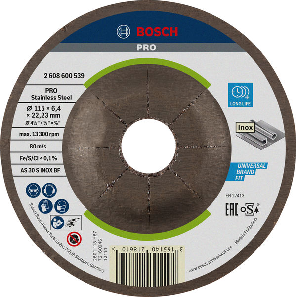 PRO Stainless Steel Schruppscheibe, 115 x 6 x 22,23 mm