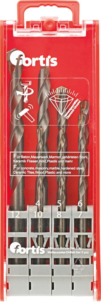 Allzweckbohrer-Set 7ltg. 4,5,6,7,8,10,12mm FORTIS