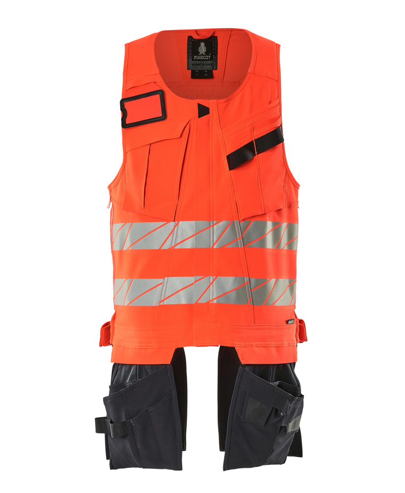 Werkzeugweste, ULTIMATE STRETCH Werkzeugweste Größe 2XL, Hi-vis rot/schwarzblau
