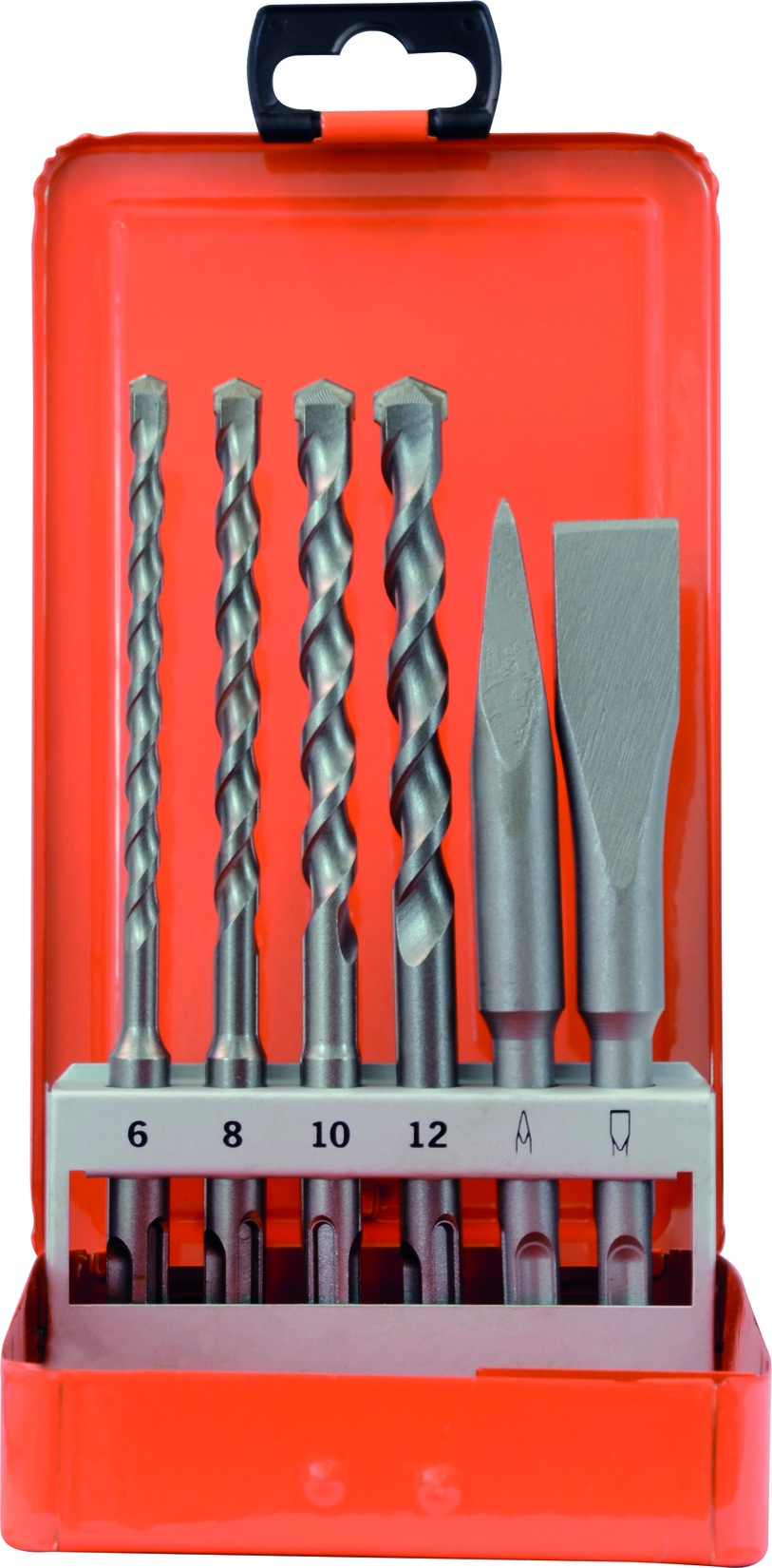 Hammerbohrer Meißel Set 6-tlg. (Ø 6, 8, 10, 12 mm, Spitz-, Flachmeißel)