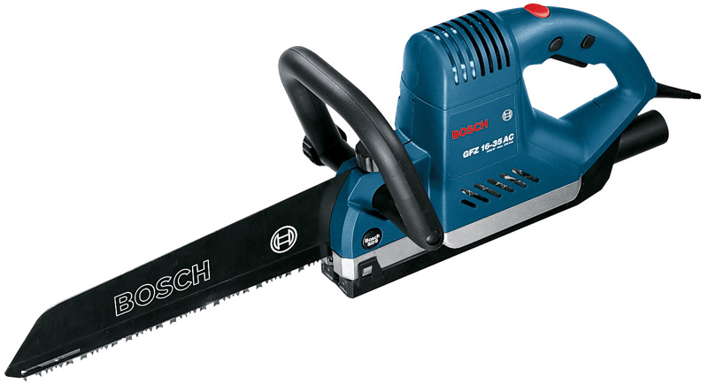 Elektrofuchsschwanz GFZ 16-35 AC, 2x Sägebl. f. Porenbet., 2x f. Holz + Kunstst.