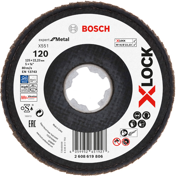 X-LOCK-Fächerschleifscheibe X551, Expert for Metal, K: 120, Scheibend.: 125 mm