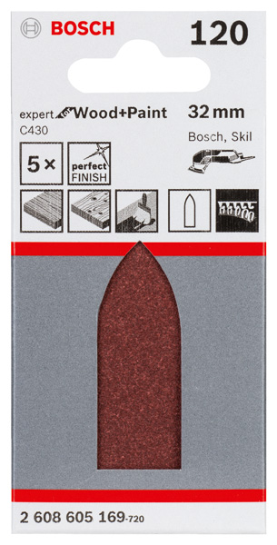 Schleifblatt C430, 32 mm, 120, ungelocht, 5er-Pack