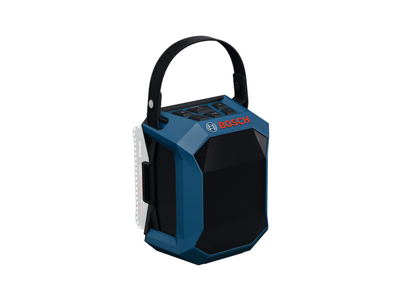 Bosch GPB 18V-1 C Bluetooth-Lautsprecher mit Tragegriff. Produktbild dynamisch