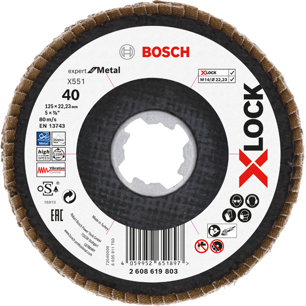 X-LOCK-Fächerschleifscheibe X551, Expert for Metal, K: 40, Scheibend.: 125 mm
