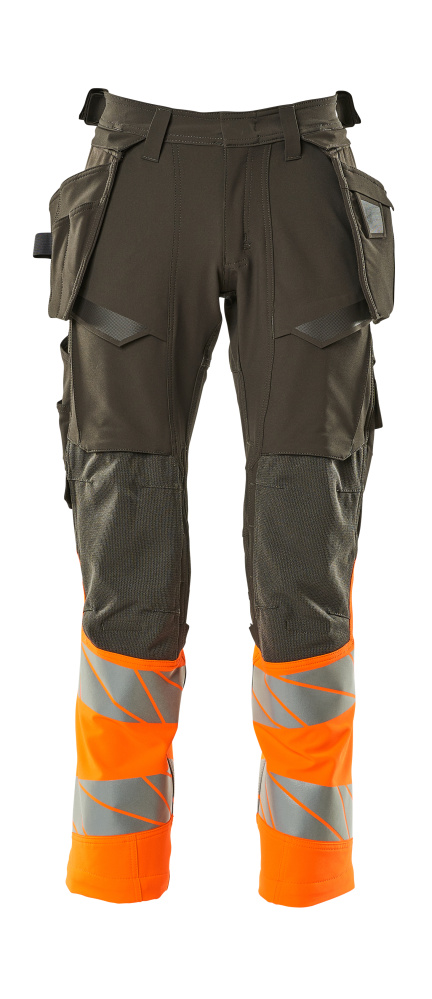 Hose mit Hängetaschen, ULTIMATE STRETCH Hose Größe 76C46, dunkelanthrazit/hi-vis orange