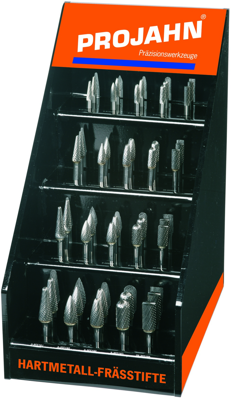 Frässtifte HM, 40tlg. im Präsentationsdisplay je 2x Form B, C, F, G, L Durchmesser 6.0, 8.0, 9.6, 12.7
