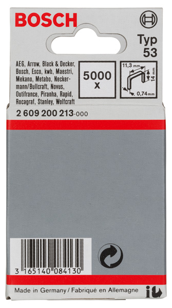 Feindrahtklammer Typ 53, 11,4 x 0,74 x 14 mm, 5000er-Pack