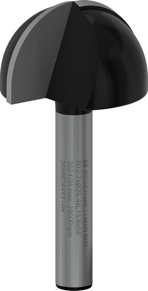 PRO Hohlkehlfräser + Zapfen, 6 x 25,4 x 49 mm