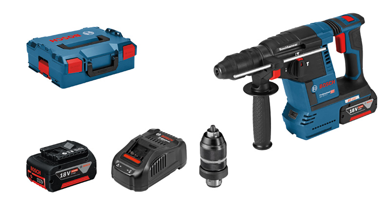 Akku-Bohrhammer mit SDS plus GBH 18V-26F, 2 x Akku GBA 18V 5.0Ah in L-BOXX