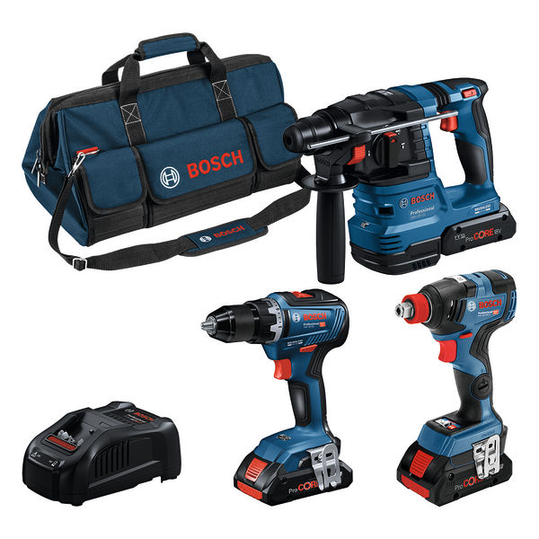 Combo Kit 3-tlg. 18V: GSR 18V-55/GDX 18V-200/GBH 18V-22, 3 x Akku, Schnellladeg.