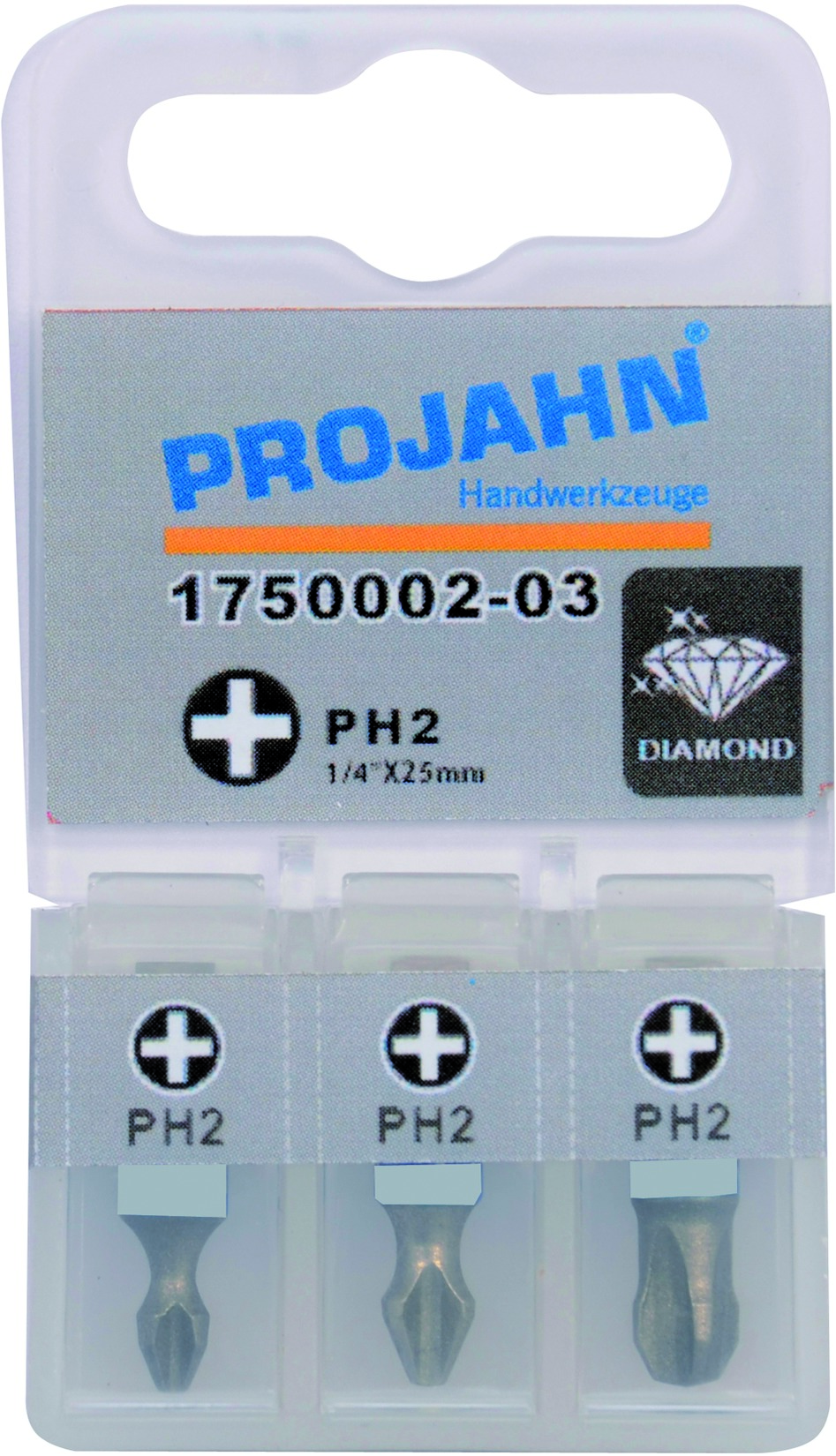 1/4" Bit Diamantbeschichtet L25mm Phillips Nr 1 3er Pack