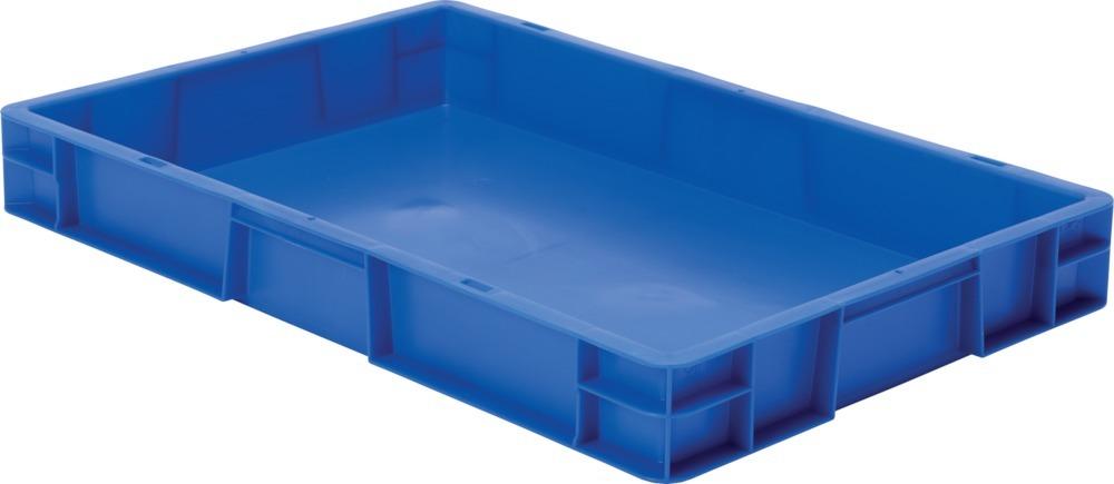 Transport-Stapelkasten B600xT400xH75 mm blau, geschlossen ohne Griffloch
