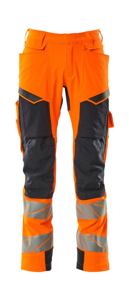 Hose mit Knietaschen, ULTIMATE STRETCH Hose Größe 76C46, hi-vis orange/schwarzblau