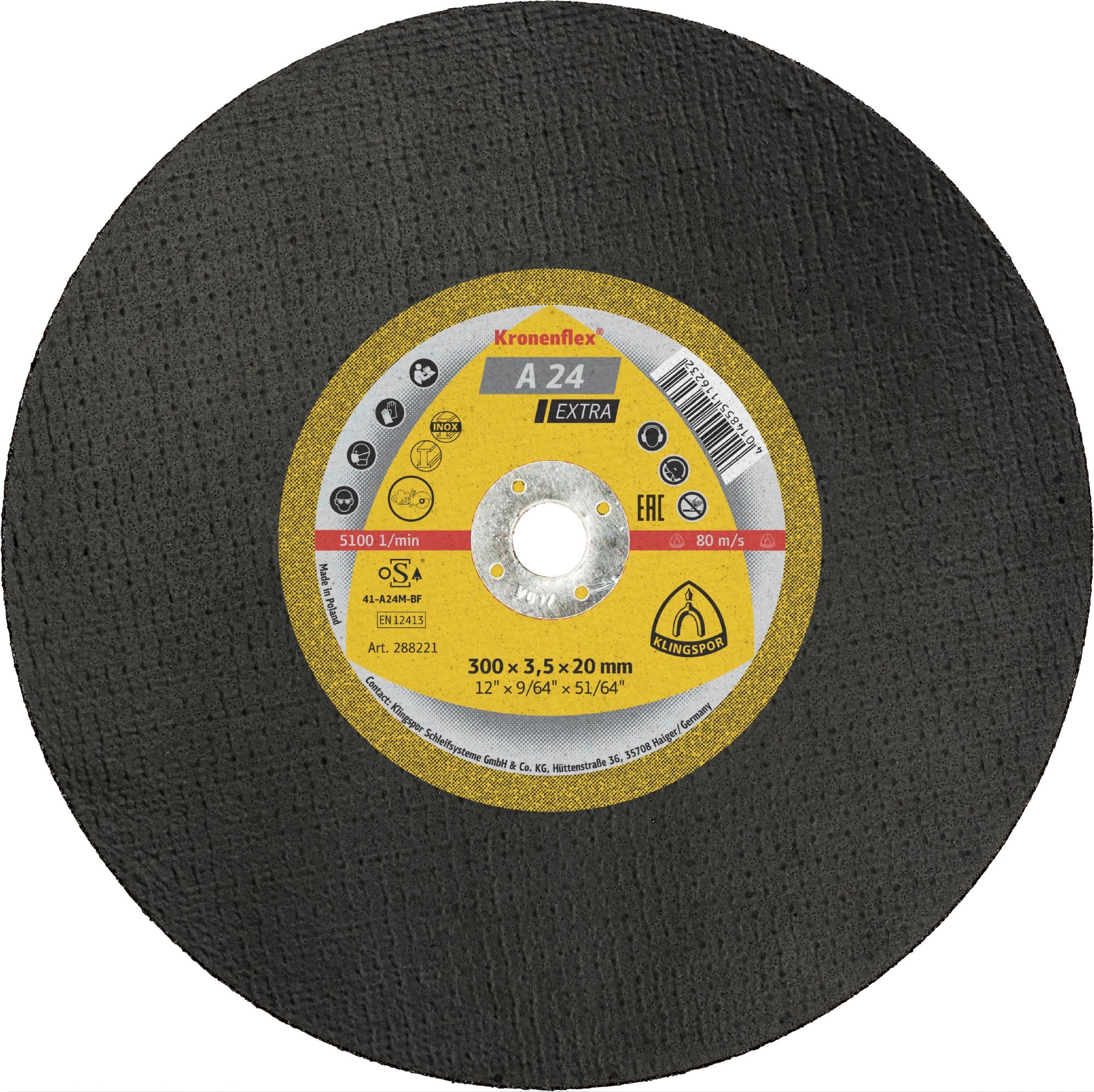 A 24 EX Großtrennscheiben, 300 x 3,5 x 20 mm gerade