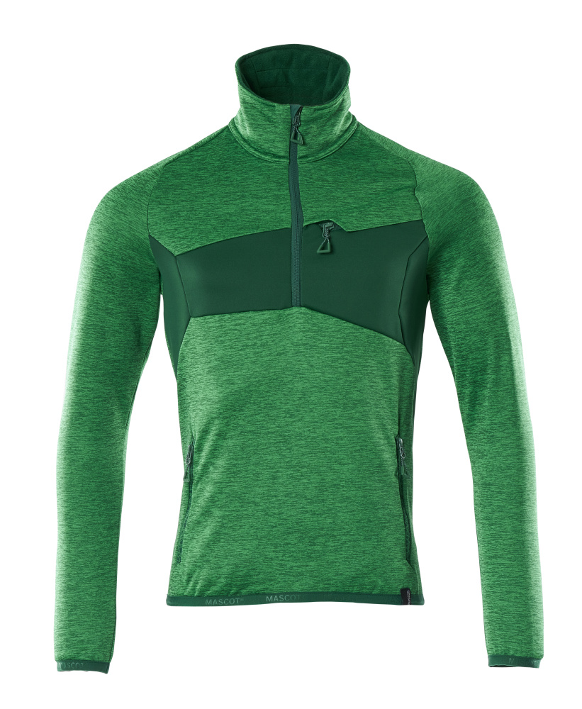 Fleecepullover mit kurzem Reißverschluss Microfleecejacke Größe 2XL, grasgrün/grün