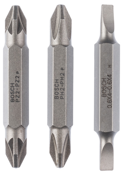 Doppelklingenbit-Set, 3-teilig, S0,6x4,0, S0,6x4,0, PH2, PH2, PZ2, PZ2, 45 mm