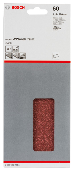 Schleifblatt C430, 115 x 280 mm, 60, ungelocht, gespannt, 10er-Pack