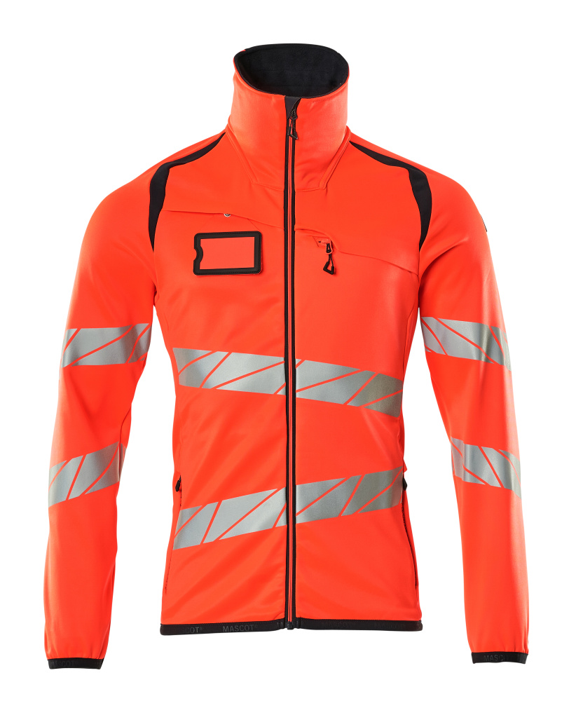 Fleecepullover mit Reißverschluss Microfleecejacke Größe 2XL, Hi-vis rot/schwarzblau