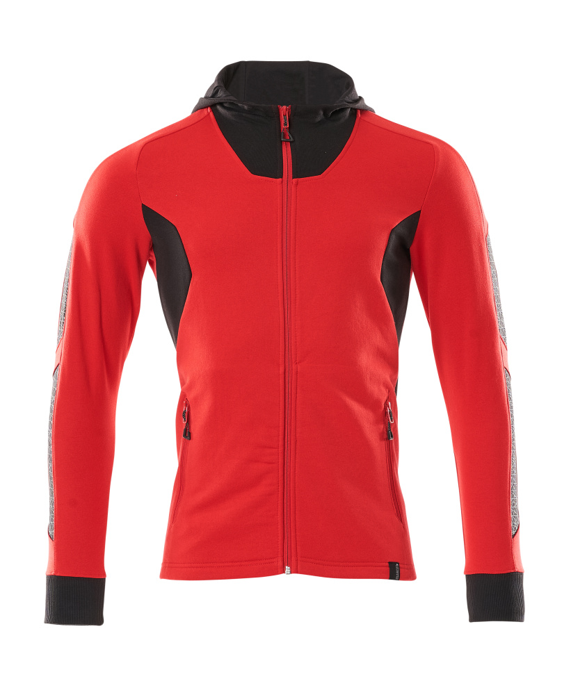 Sweatshirt mit Kapuze, moderne Passform Sweatshirt mit Reißverschluss Größe 2XLONE, verkehrsrot/schwarz